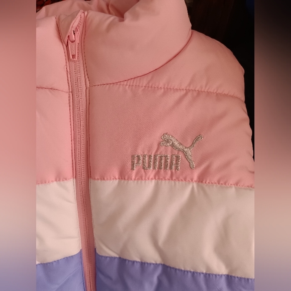 Puma Color Block Puffer Vest Size Medium 10/12 Big Girls - Pink, Purple, White - Picture 10 of 10